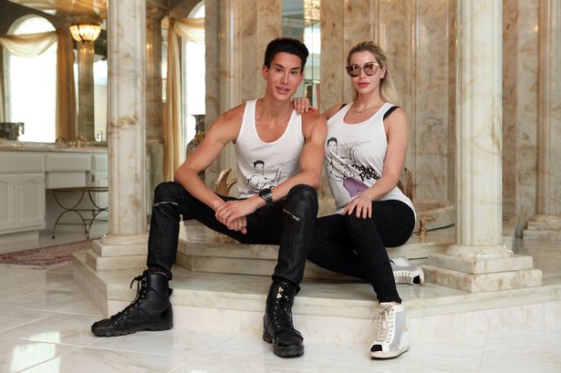 Justin Jedlica and Pixee Fox pictured at Liberace's mansion